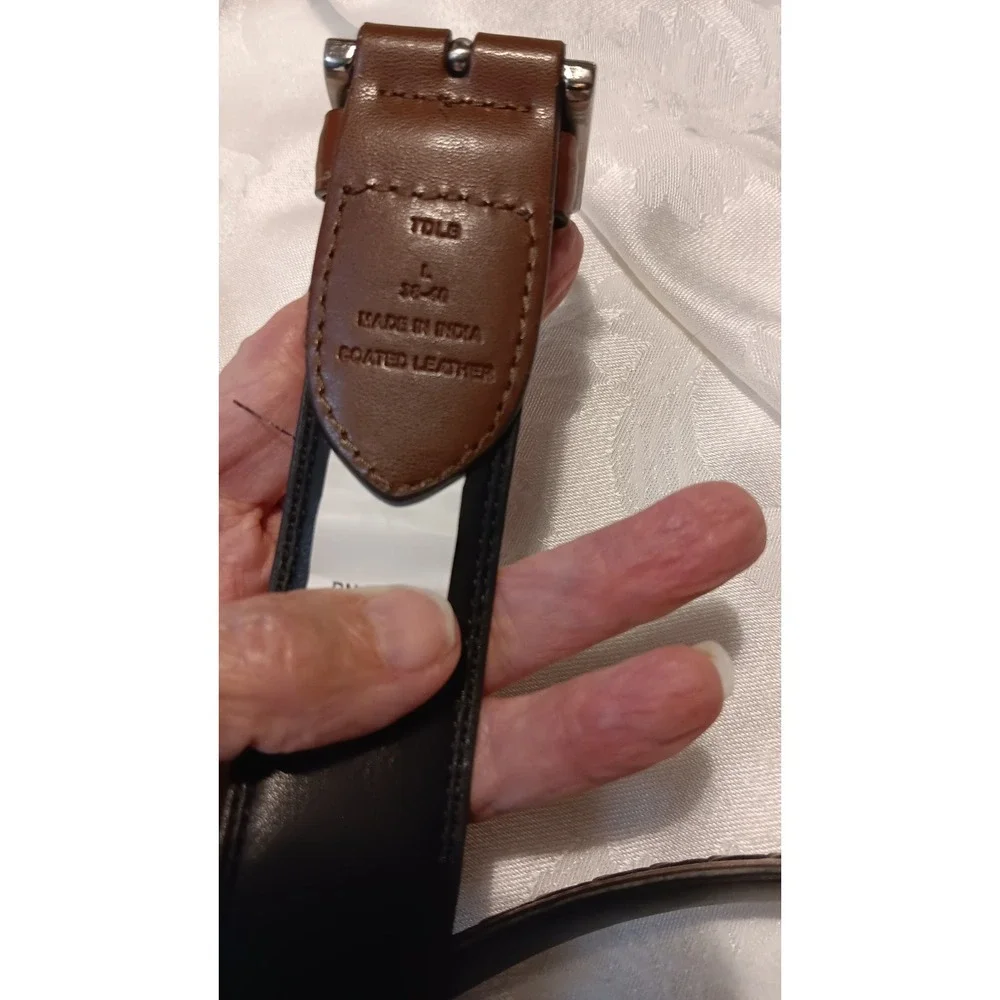 Tommy Hilfiger Belt 38-40 Brown Raised Braided Design Leather Soft Supple EUC